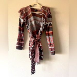 FOREVER 21• Geo Print Fringe Cardigan • LIKE NEW​​​​